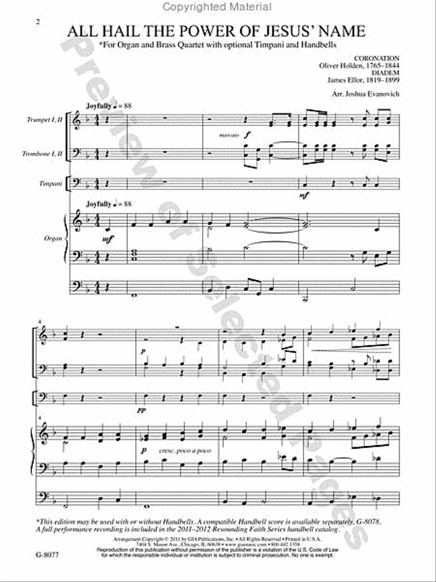All Hail the Power of Jesus' Name Trombone scores gallery preview page 2