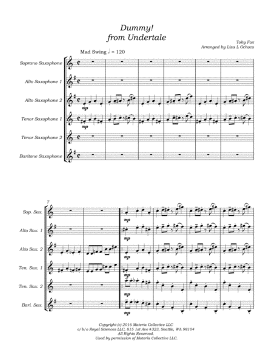 Dummy! (from Undertale) Woodwind Ensemble scores gallery preview page 5