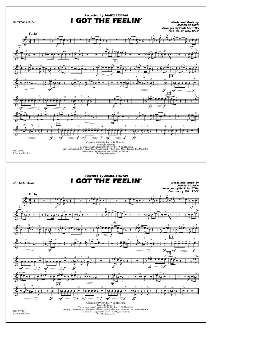 I Got the Feelin' - Bb Tenor Sax