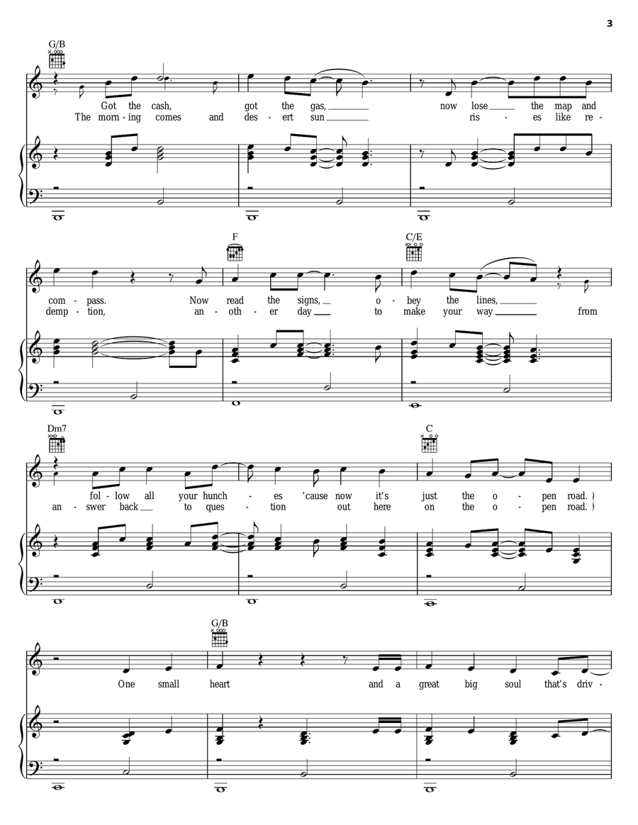 One Small Heart Piano, Vocal, Guitar scores gallery preview page 3