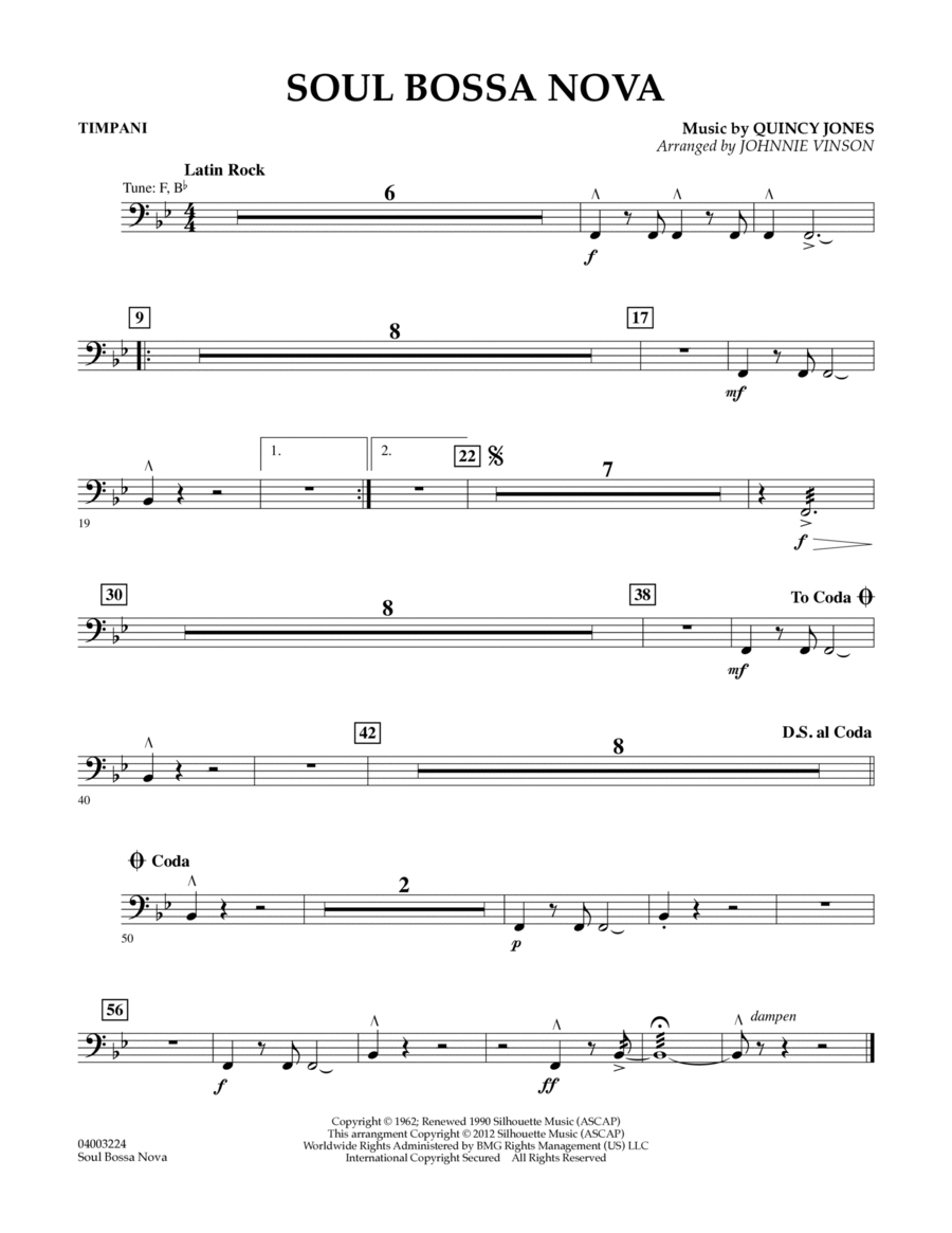 Soul Bossa Nova (arr. Johnnie Vinson) - Timpani Concert Band scores gallery preview page 1