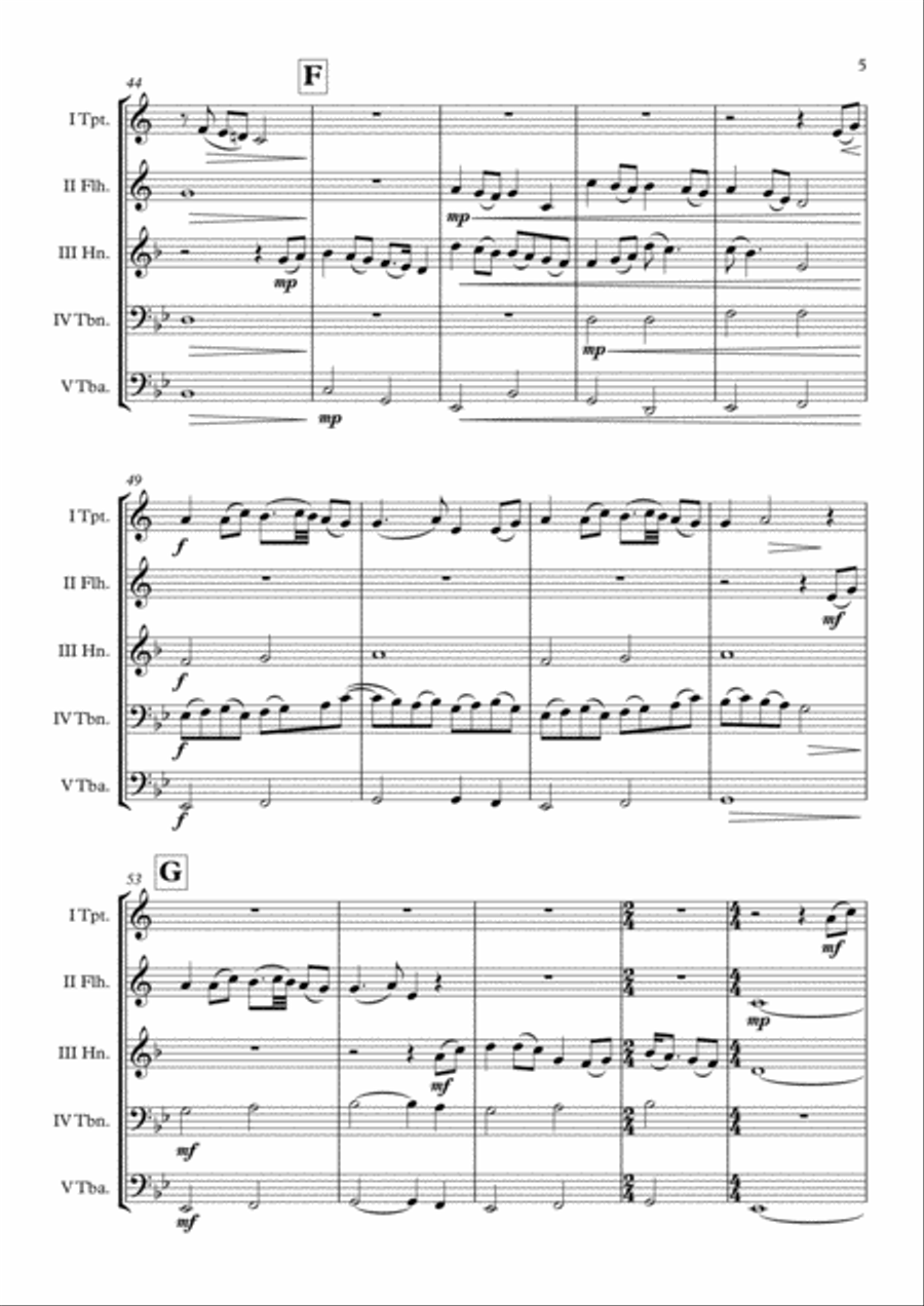 For The Love Of A Princess from the Twentieth Century Fox Motion Picture BRAVEHEART Brass Quintet scores gallery preview page 6