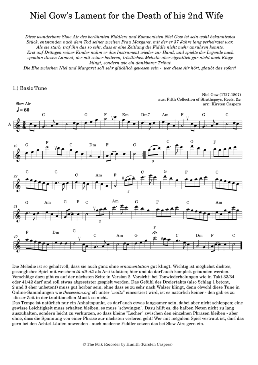 Niel Gow's Lament for the Death of his Second Wife (Deutsche Ausgabe) Woodwind Duet scores gallery preview page 1
