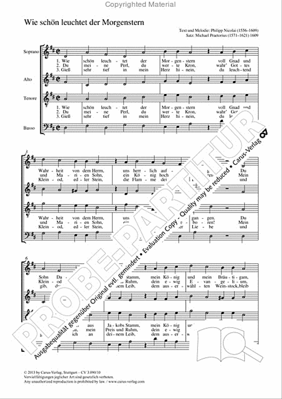 How brightly beams the morning star (Wie schon leuchtet der Morgenstern) 4-Part scores gallery preview page 2