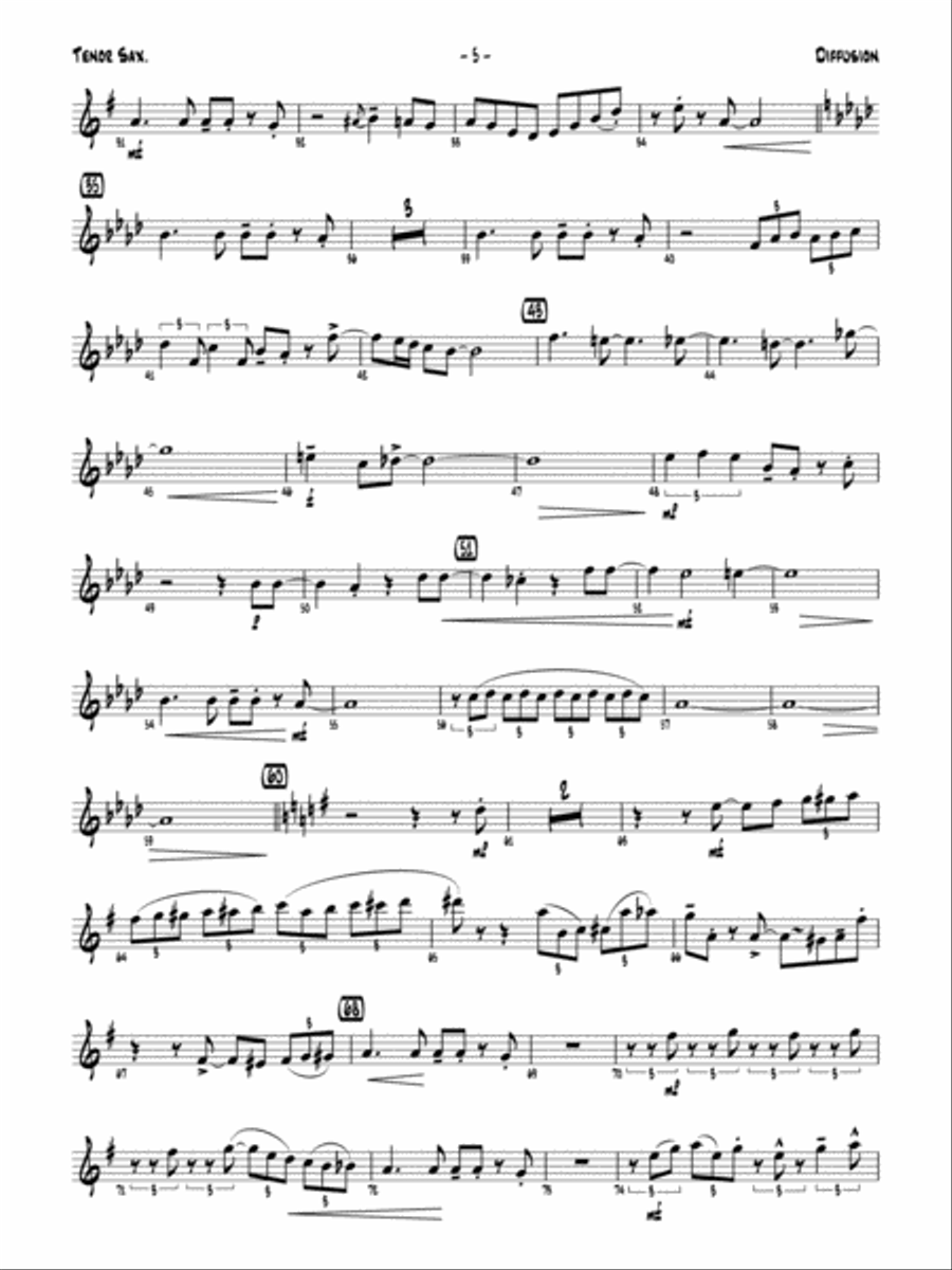 Diffusion for Sax Quartet: B-flat Tenor Saxophone Saxophone Quartet scores gallery preview page 6