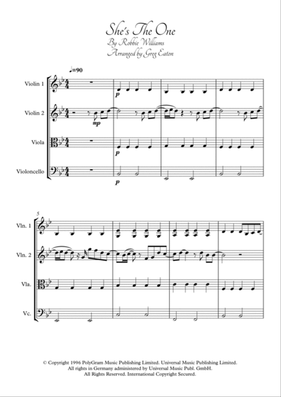 She's The One String Quartet scores gallery preview page 2