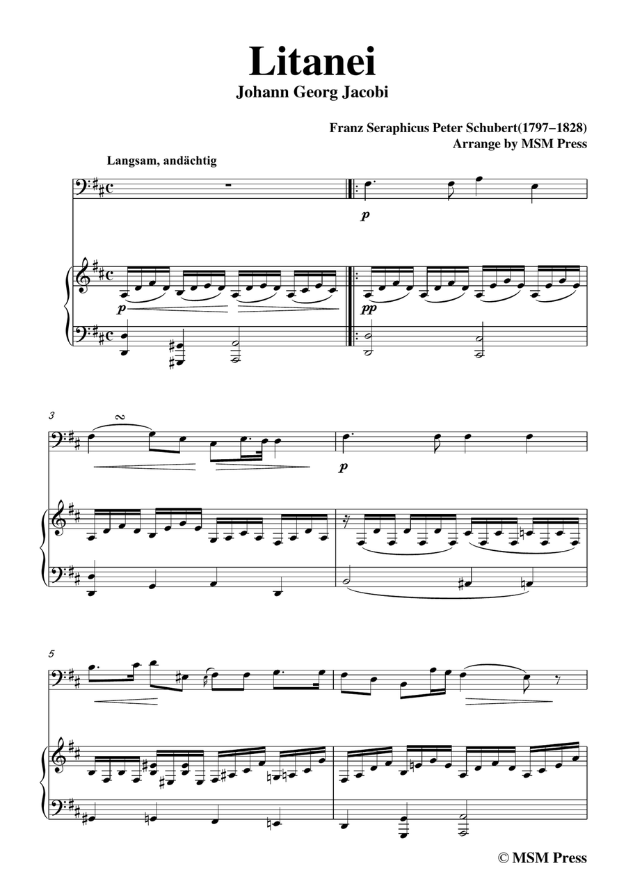Schubert-Litanei,for Cello and Piano Piano scores gallery preview page 3