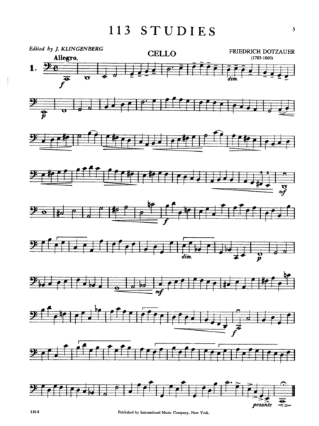 113 Studies In Four Volumes - Volume I Cello Solo - Sheet Music