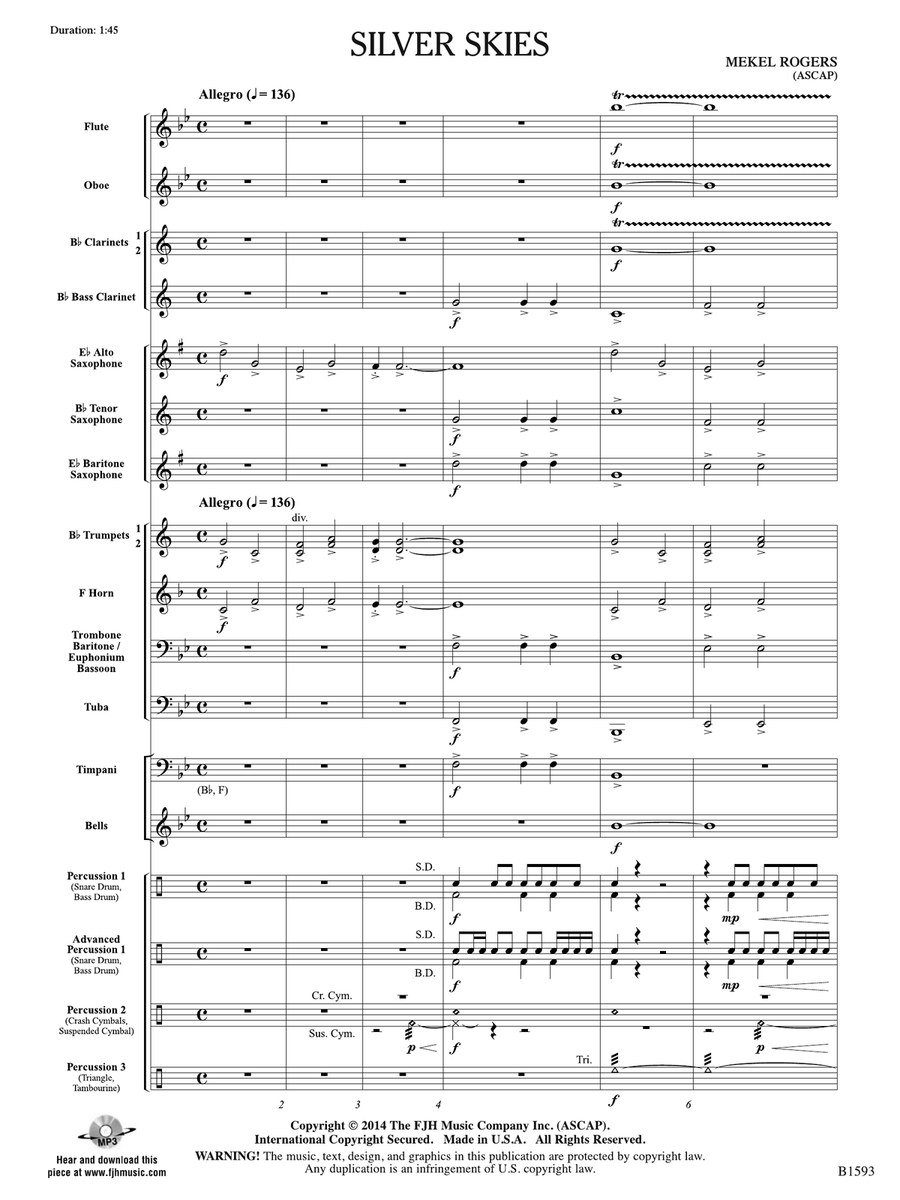 Silver Skies: Score Concert Band - Digital Sheet Music page 3