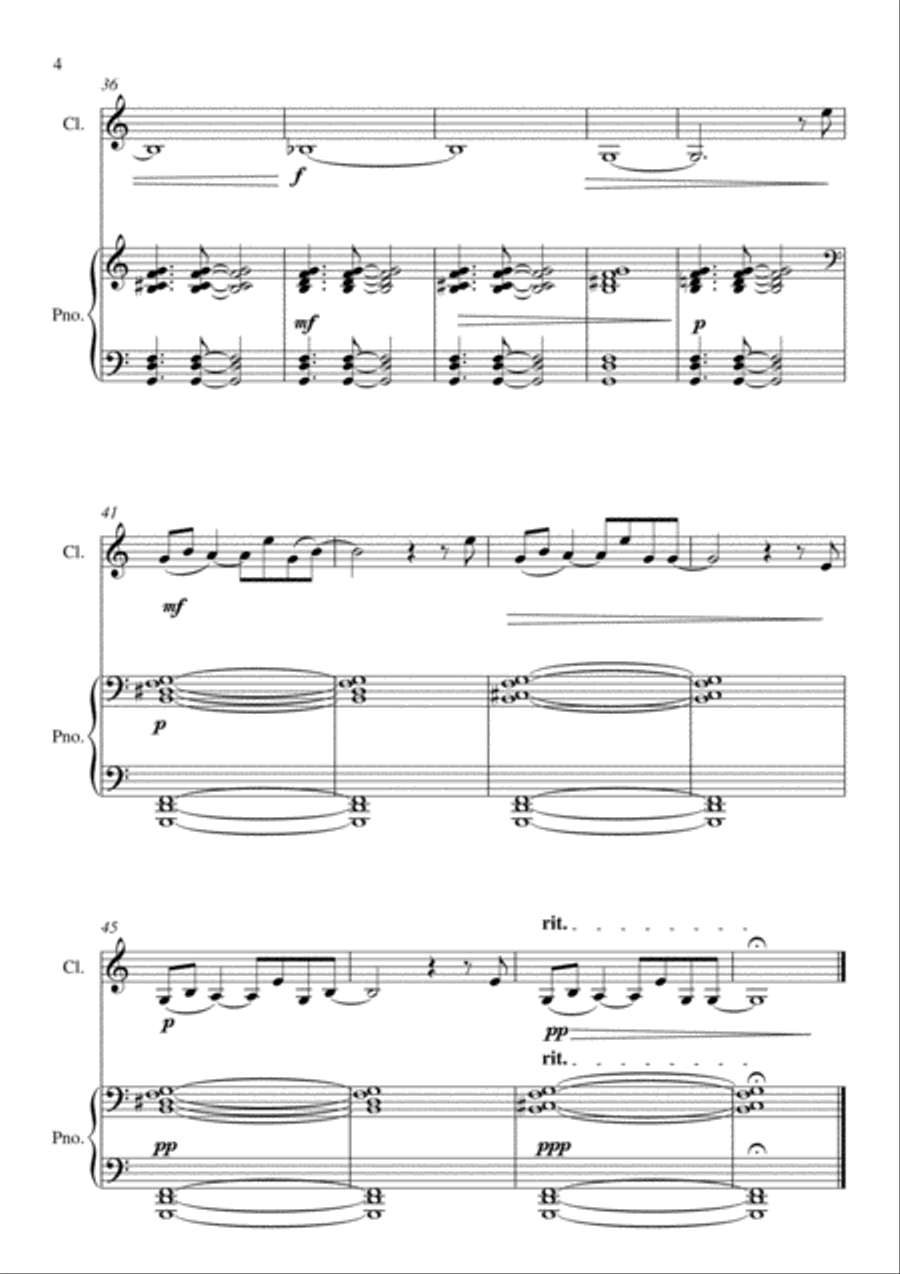 Three pieces for clarinet and piano Clarinet Solo scores gallery preview page 4