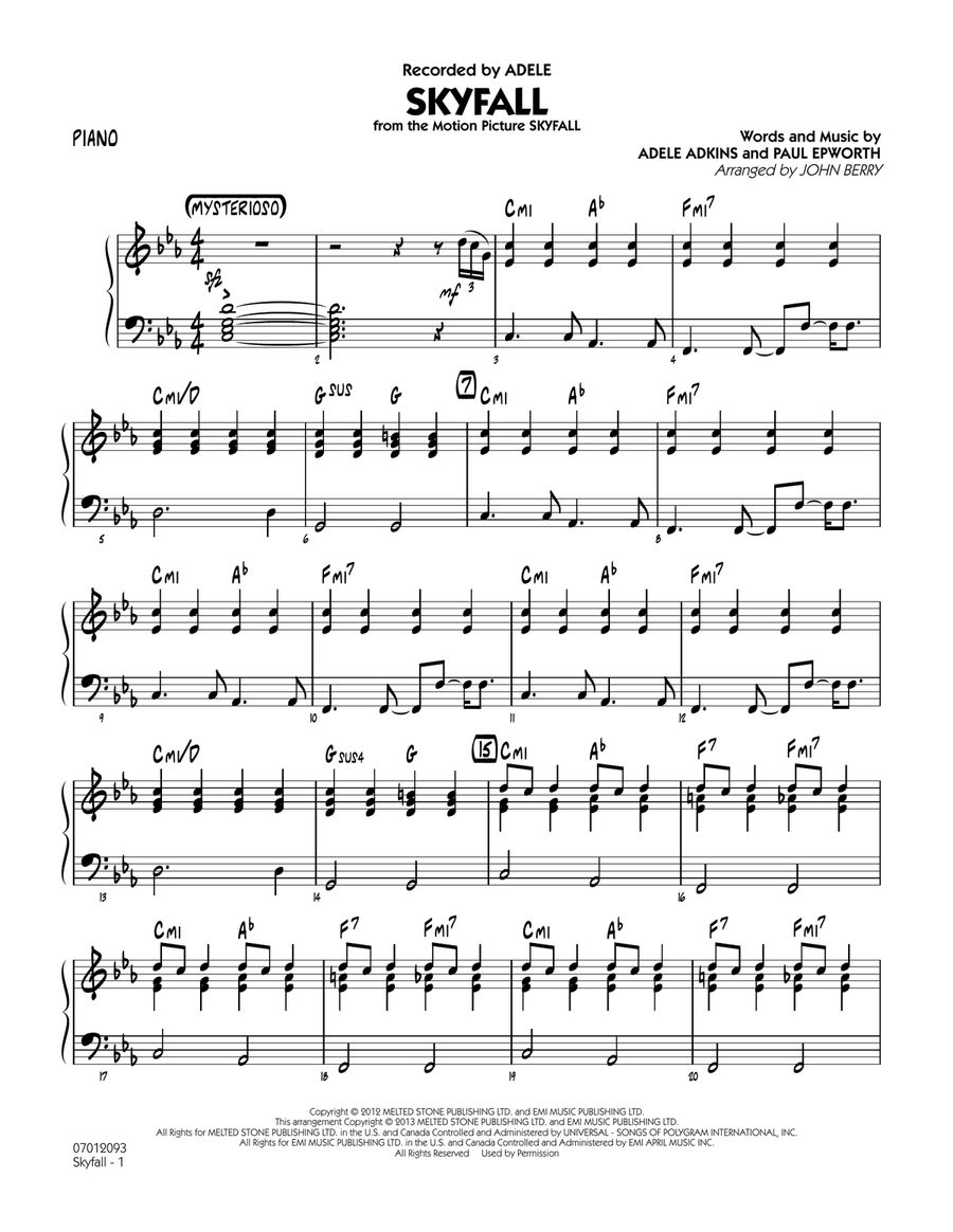 Skyfall - Piano