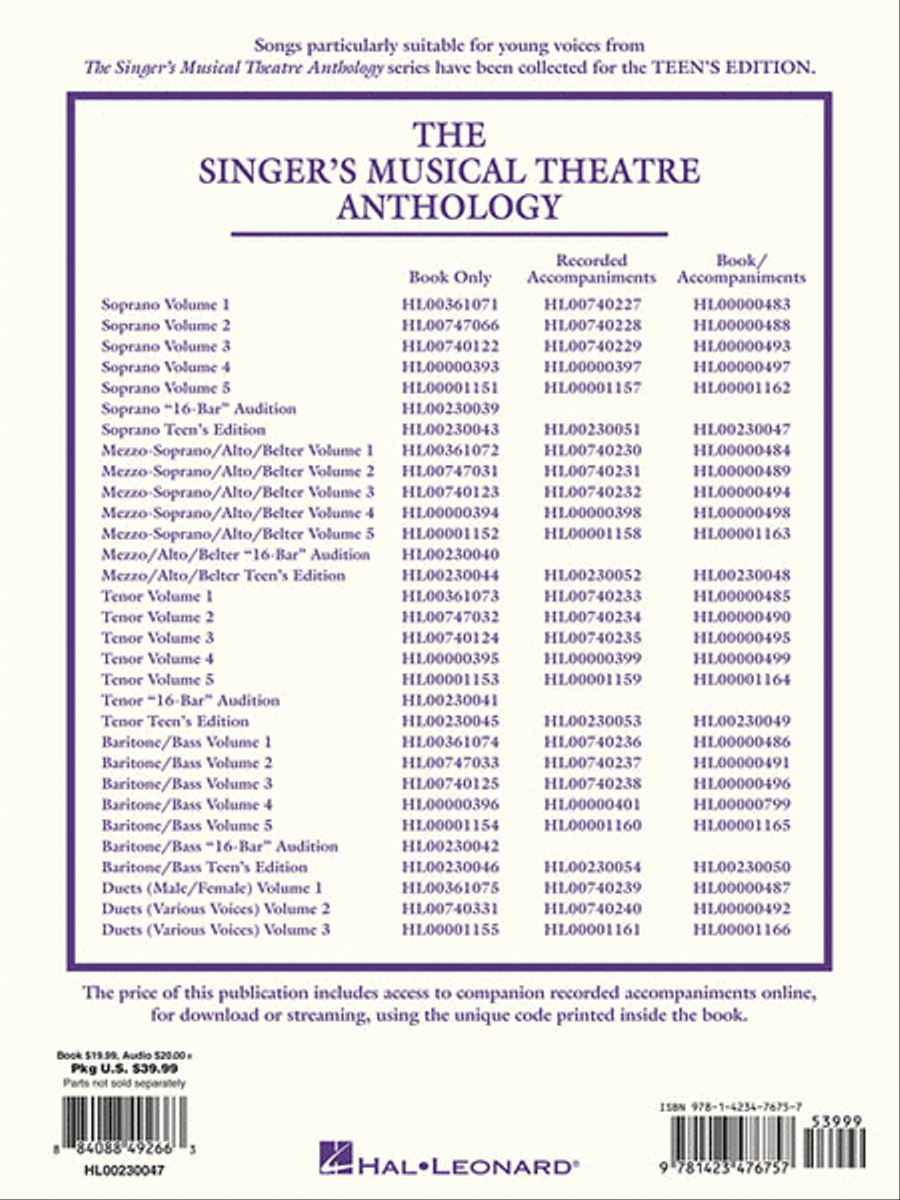 The Singer's Musical Theatre Anthology – Teen's Edition image number null