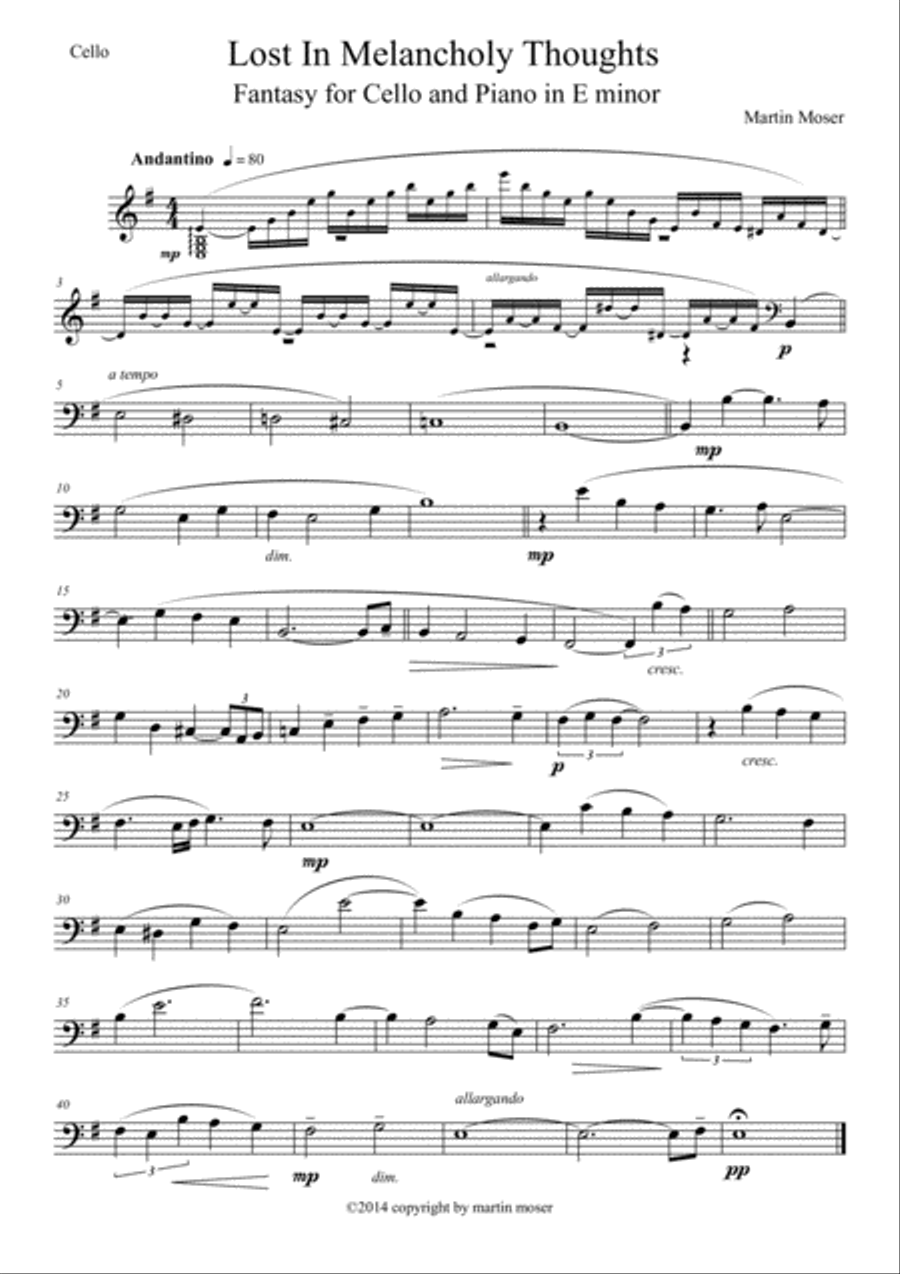 Lost In Melancholy Thoughts Piano scores gallery preview page 1