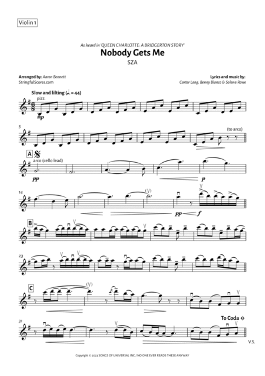 Nobody Gets Me String Quartet scores gallery preview page 6