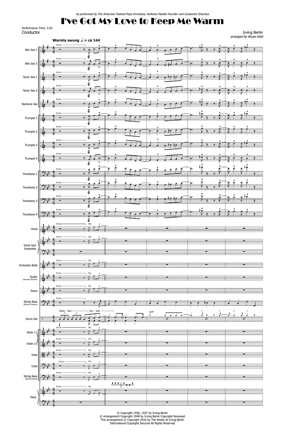 I've Got My Love To Keep Me Warm - Score Only Jazz Ensemble scores gallery preview page 3