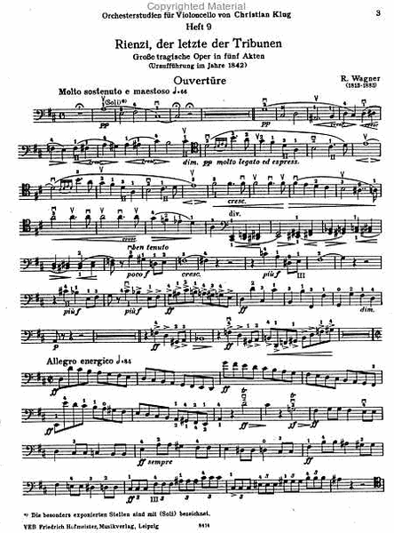 Orchesterstudien fur Violoncello, Heft 9: Wagner (Rienzi)
