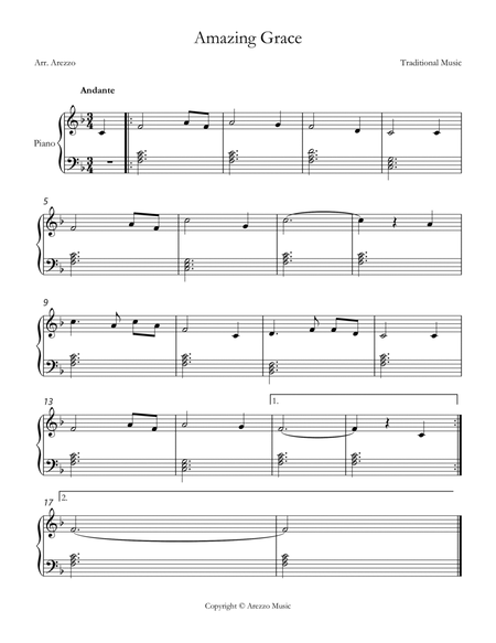 Jonh Newton amazing grace easy piano sheet music F major chords blocks image number null