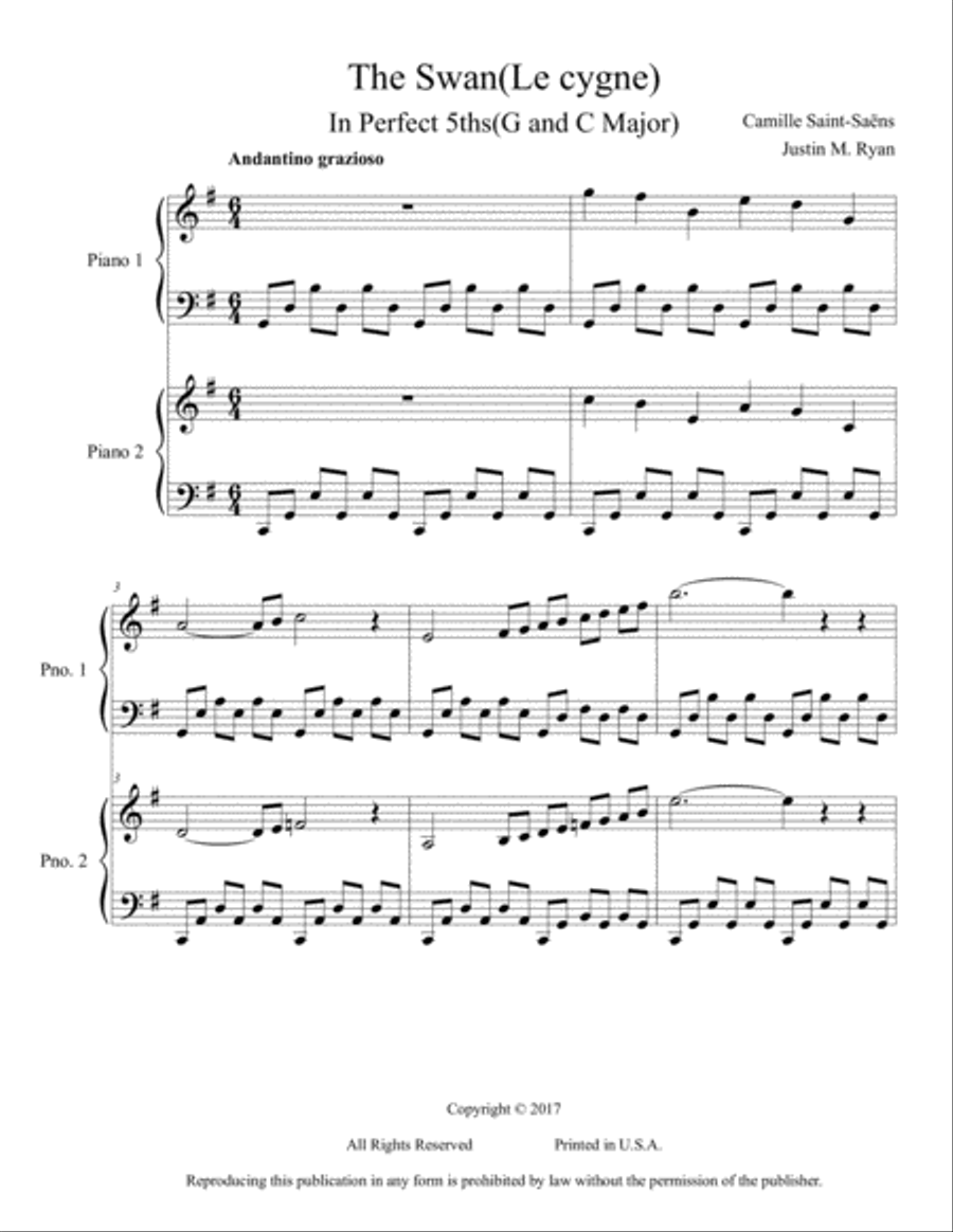 The Swan Piano scores gallery preview page 1