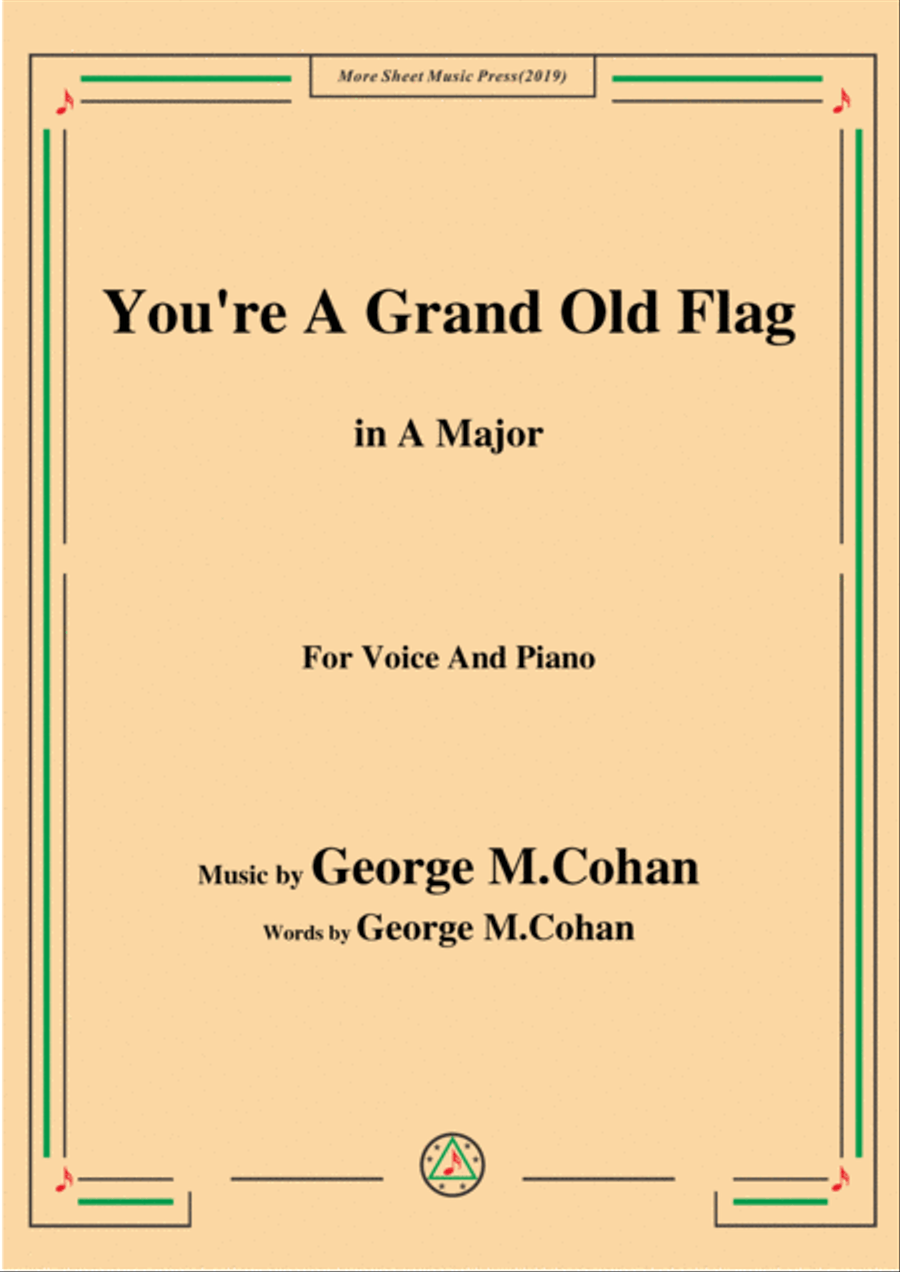George M. Cohan-You're A Grand Old Flag,in A Major,for Voice&Piano Voice scores gallery preview page 1