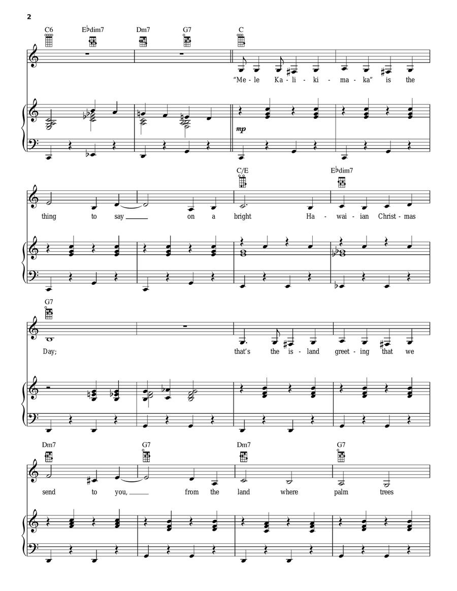 Mele Kalikimaka Piano, Vocal scores gallery preview page 2