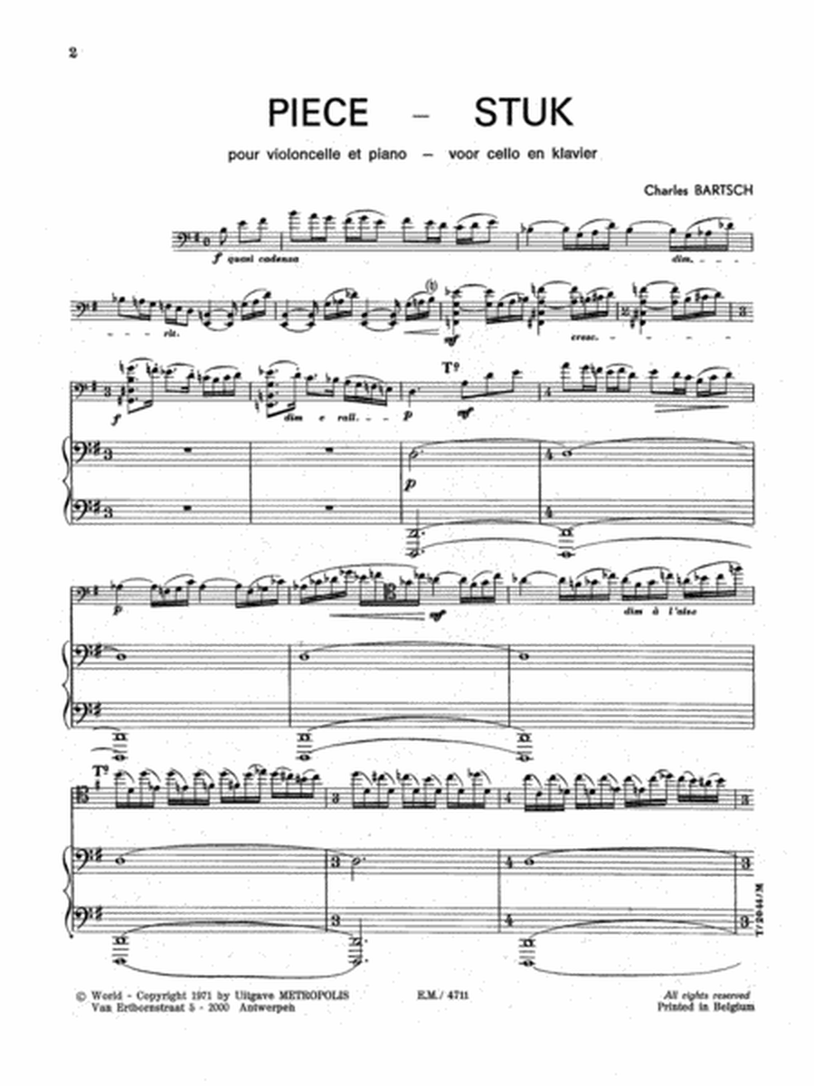 Pièce for Cello and Piano