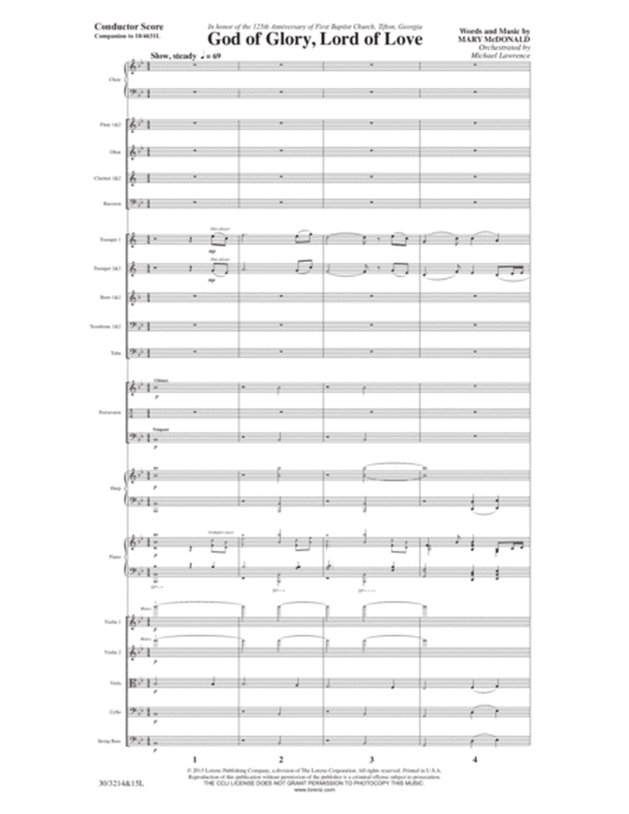 God of Glory, Lord of Love - Orchestral Score and Parts