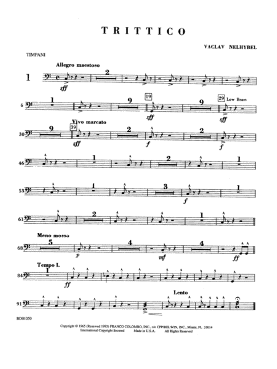 Trittico: Timpani Concert Band scores gallery preview page 1