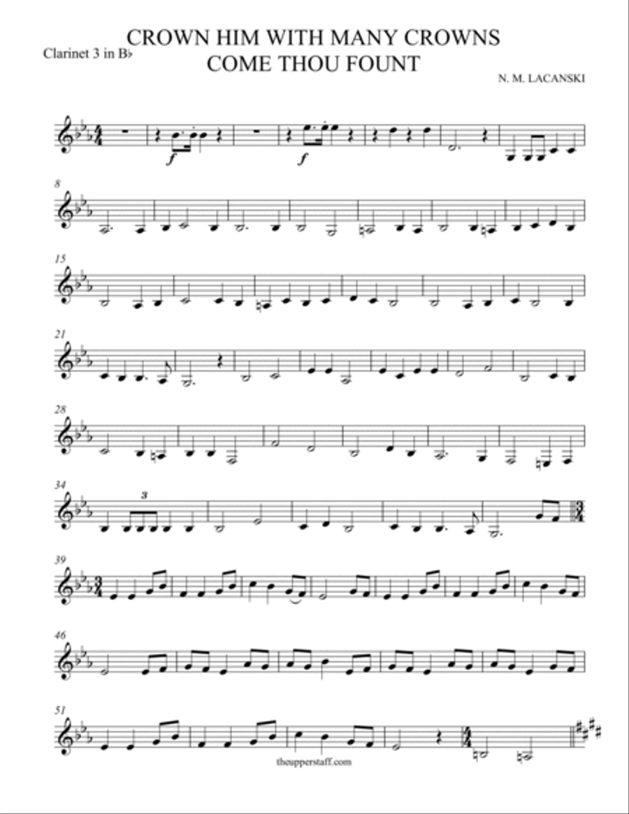 Crown Him With Many Crowns and Come Thou Fount Woodwind Quartet scores gallery preview page 5