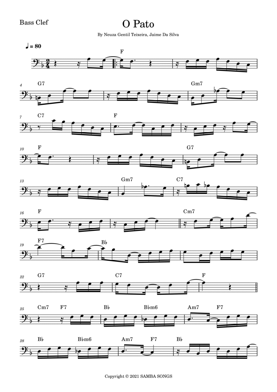 O Pato (the Duck) Trombone Solo scores gallery preview page 1