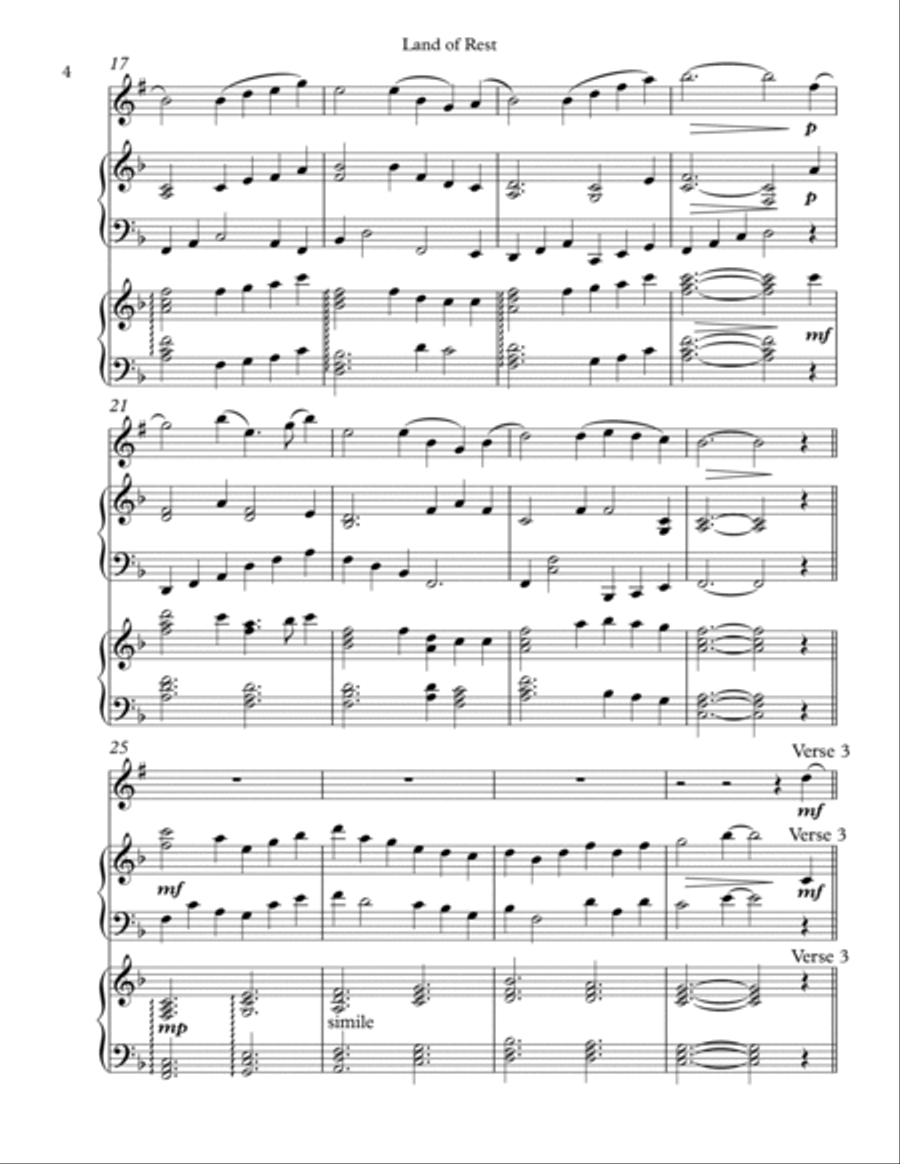 Land of Rest, Trio for Bb Clarinet, Harp, Piano B-Flat Clarinet scores gallery preview page 4
