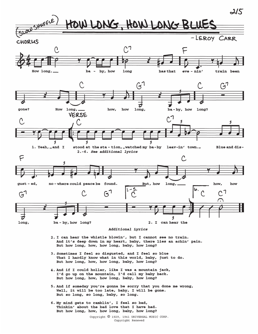 How Long Blues (How Long, How Long Blues) Voice scores gallery preview page 1