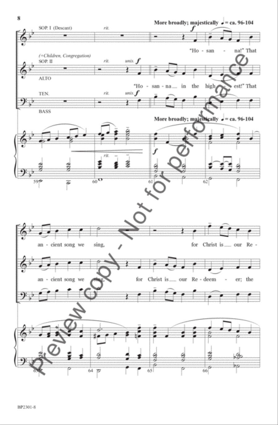 Hosanna, Loud Hosanna 4-Part scores gallery preview page 9