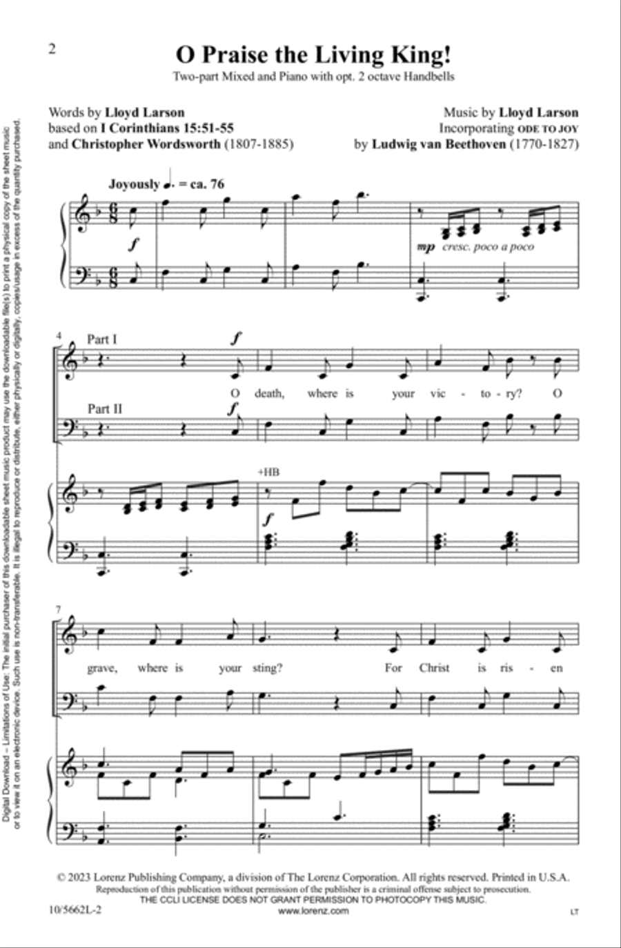 O Praise the Living King! 2-Part scores gallery preview page 2