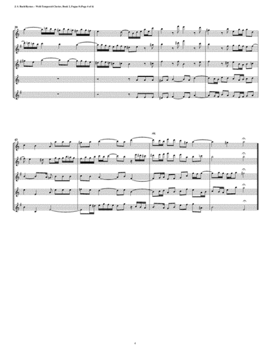 Fugue 08 from Well-Tempered Clavier, Book 2 (Saxophone Quintet) image number null