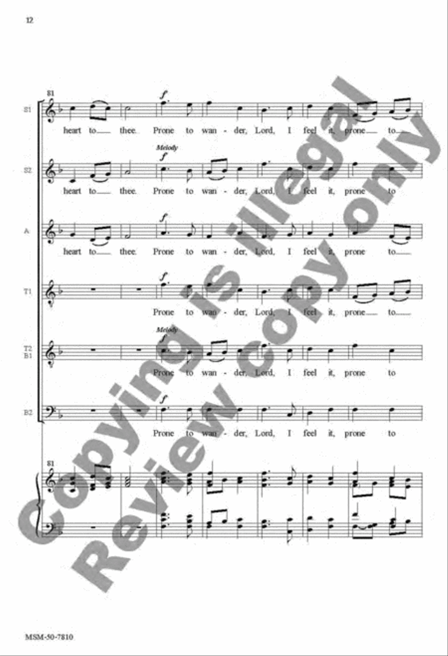 Come, Thou Fount of Every Blessing Divisi scores gallery preview page 12