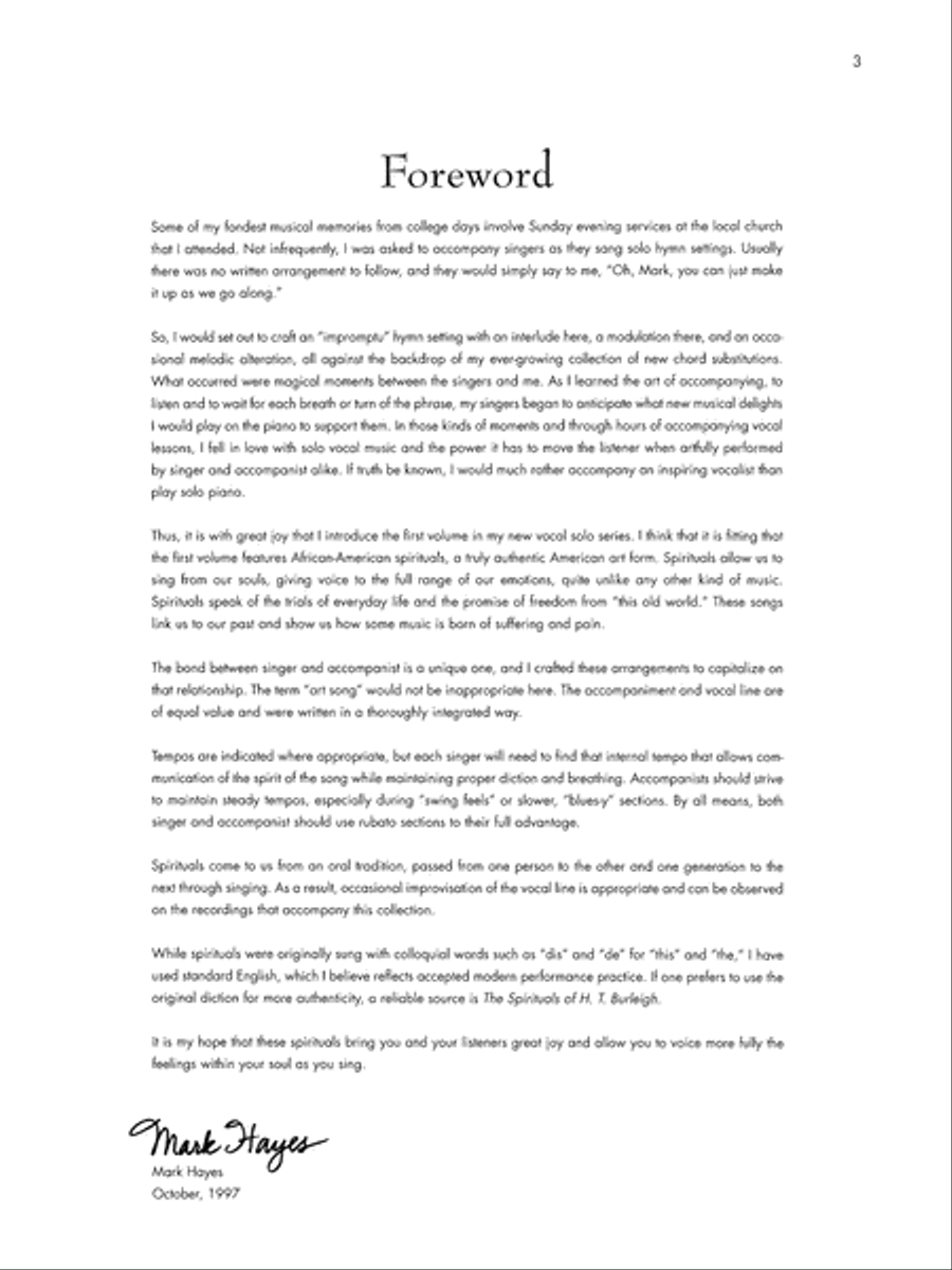 The Mark Hayes Vocal Solo Collection -- 10 Spirituals for Solo Voice Voice Solo scores gallery preview page 5
