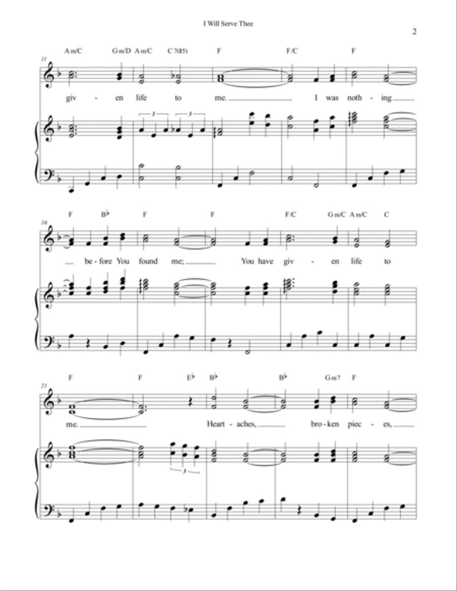 I Will Serve Thee Piano, Vocal, Guitar scores gallery preview page 2