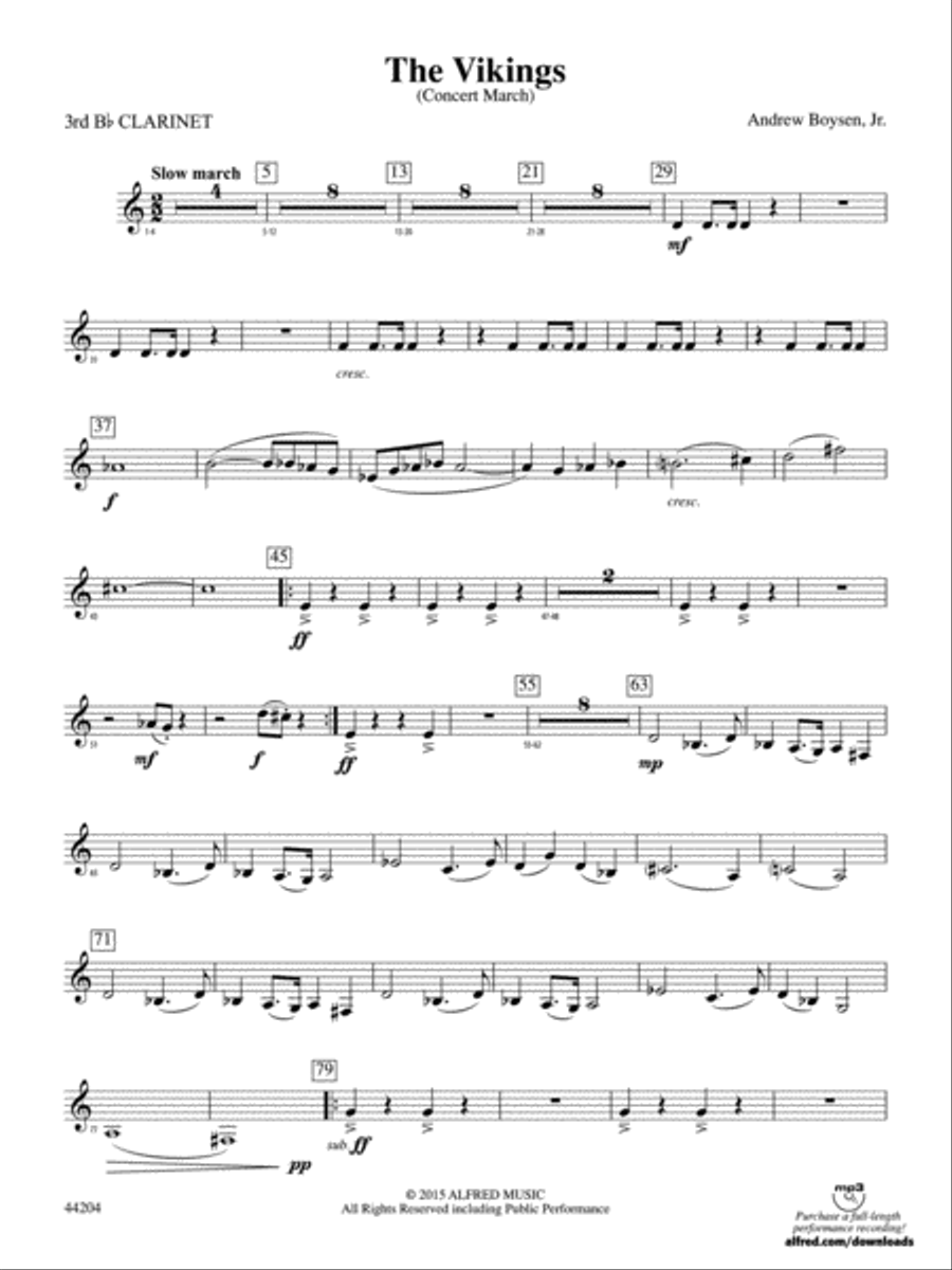 The Vikings: 3rd B-flat Clarinet Concert Band scores gallery preview page 1