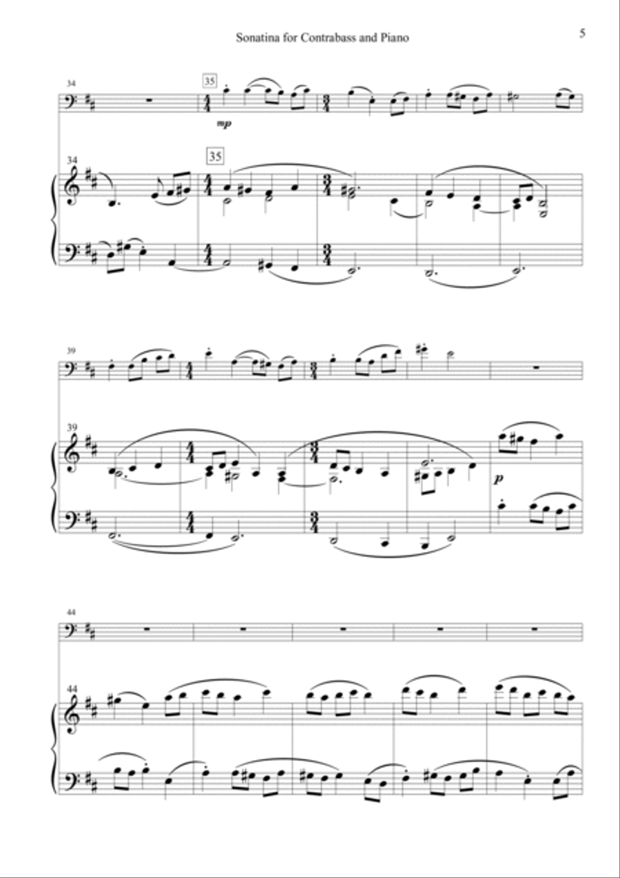 Sonatina for Contrabass and Piano Double Bass scores gallery preview page 5
