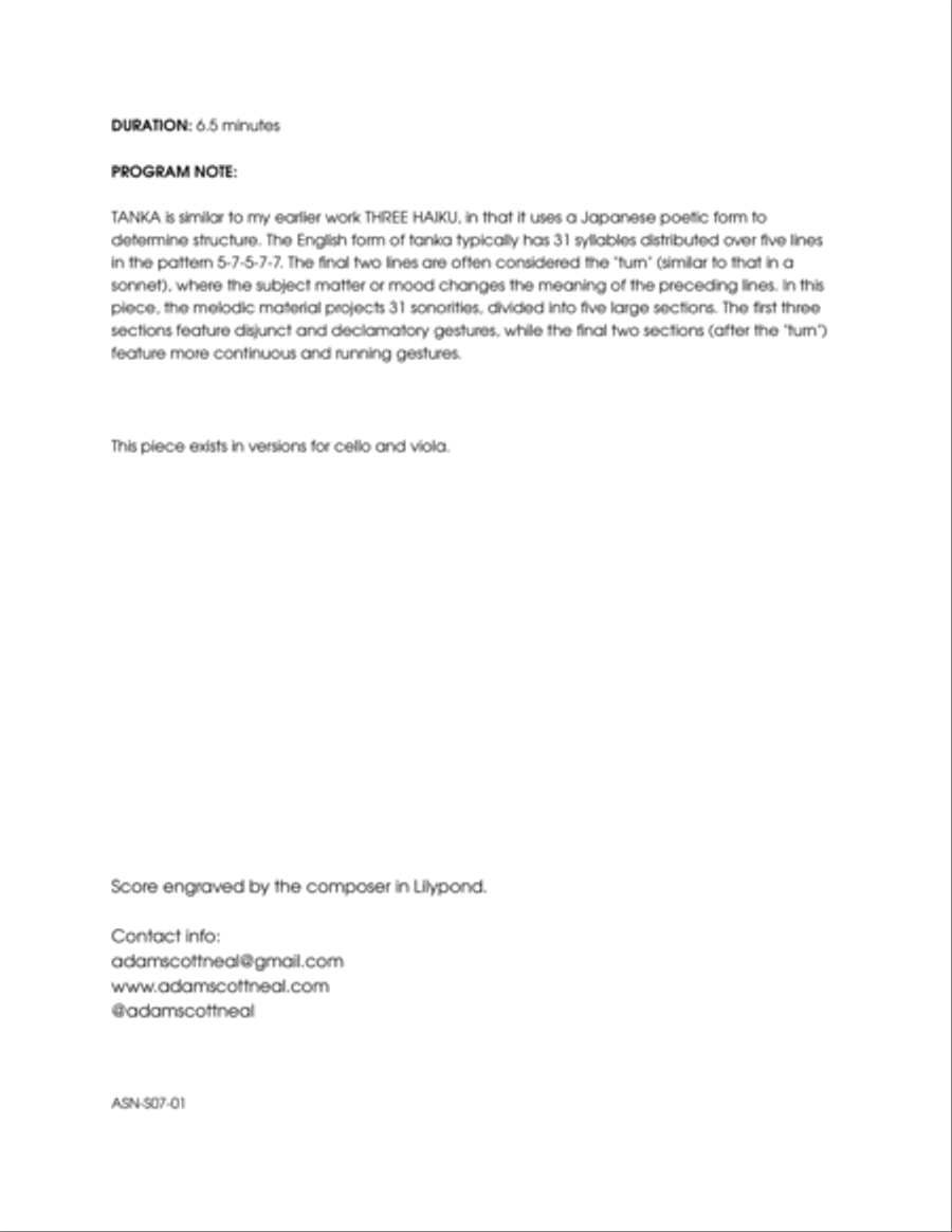 Tanka (cello version) Cello Solo scores gallery preview page 2
