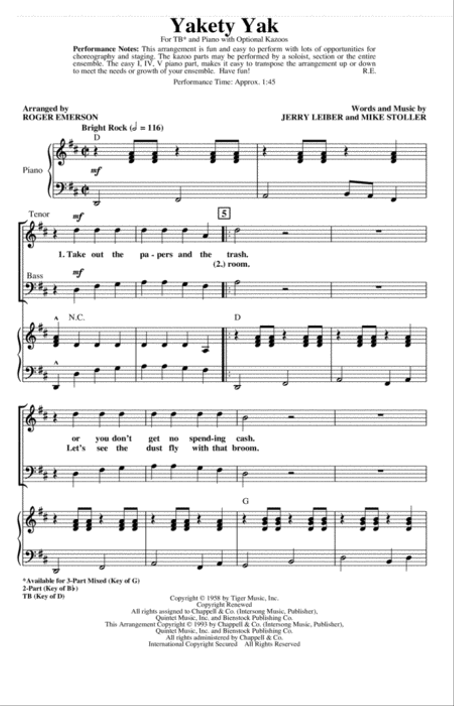 Yakety Yak (arr. Roger Emerson) TB scores gallery preview page 1