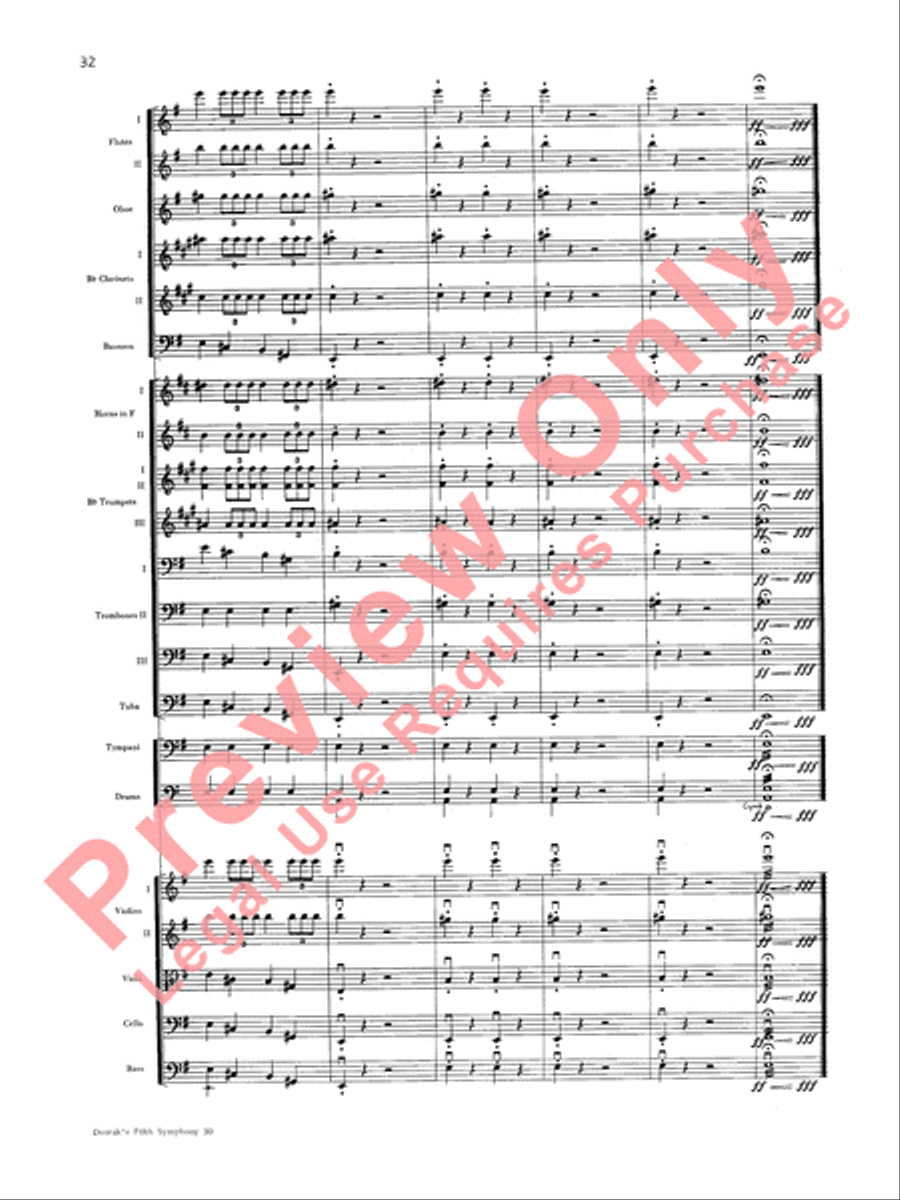 Dvorák's Fifth Symphony (New World, Fourth Movement) Full Orchestra scores gallery preview page 33