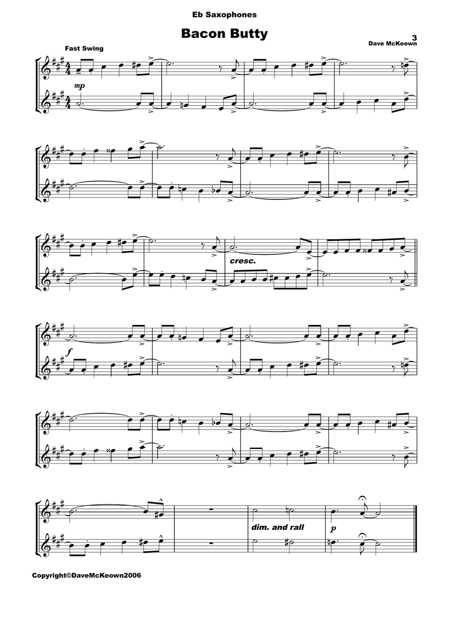 10 Blues Duets for Alto Saxophone Woodwind Duet scores gallery preview page 3
