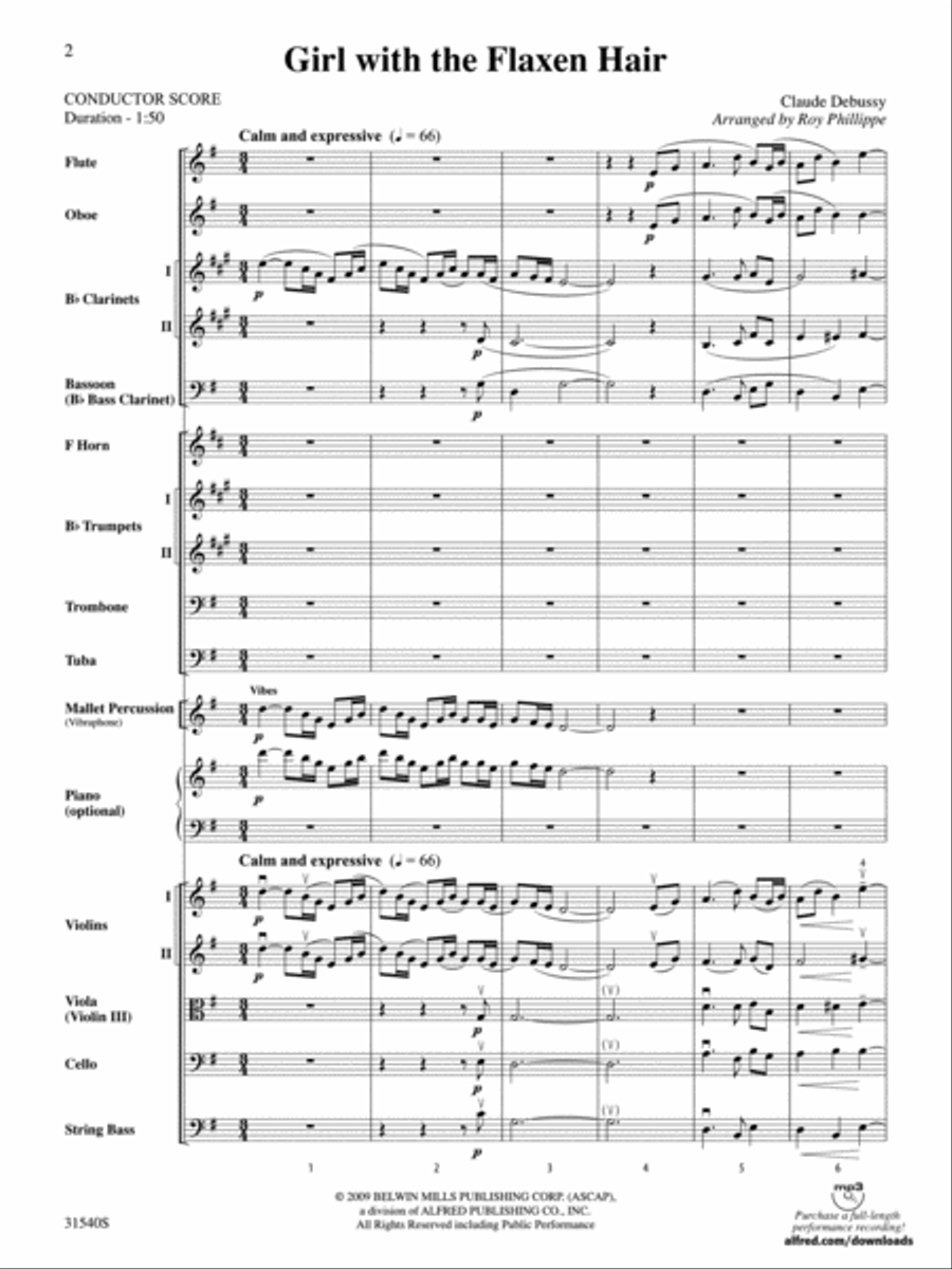 Girl with the Flaxen Hair Full Orchestra scores gallery preview page 2