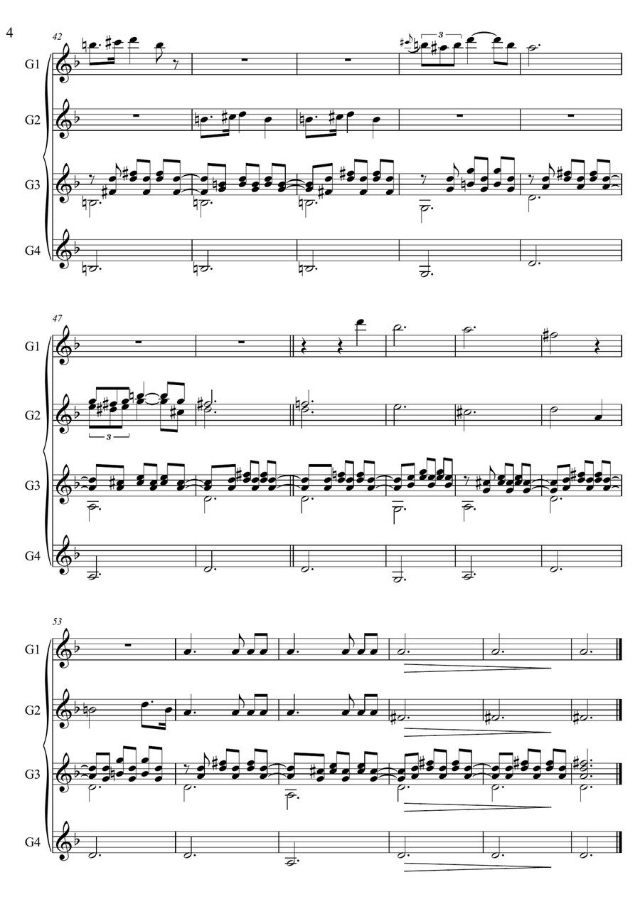 Serenade Schubert Guitar quartet Guitar Ensemble scores gallery preview page 4