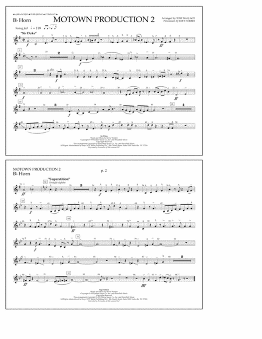 Motown Production 2 (arr. Tom Wallace) - Bb Horn