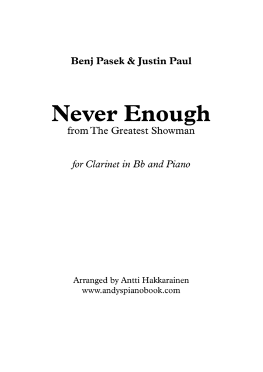 Never Enough Clarinet Solo scores gallery preview page 1