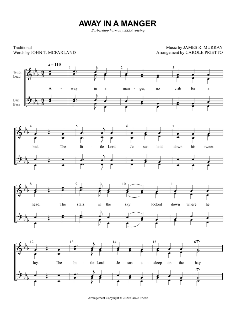Away in a Manger Away in a Manger SSAA scores gallery preview page 1