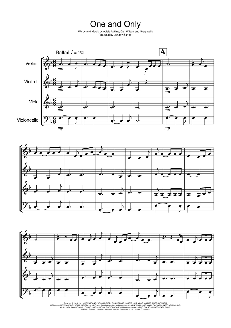 One And Only String Quartet scores gallery preview page 1