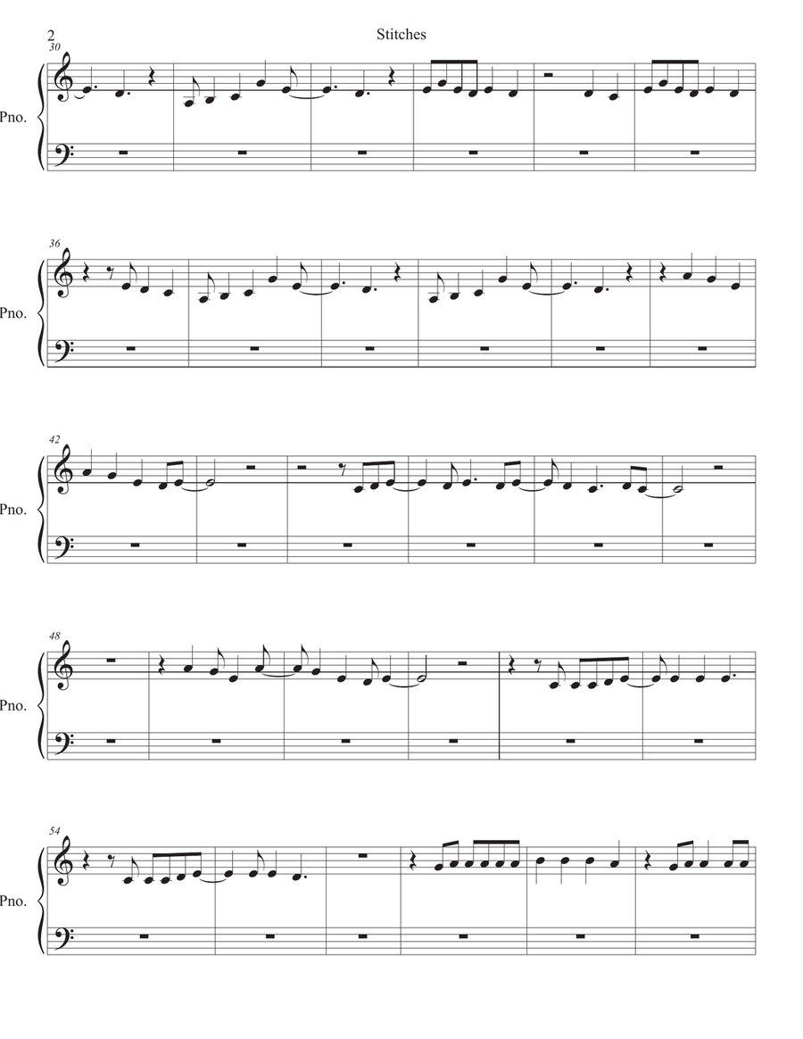 Stitches Easy Piano scores gallery preview page 2